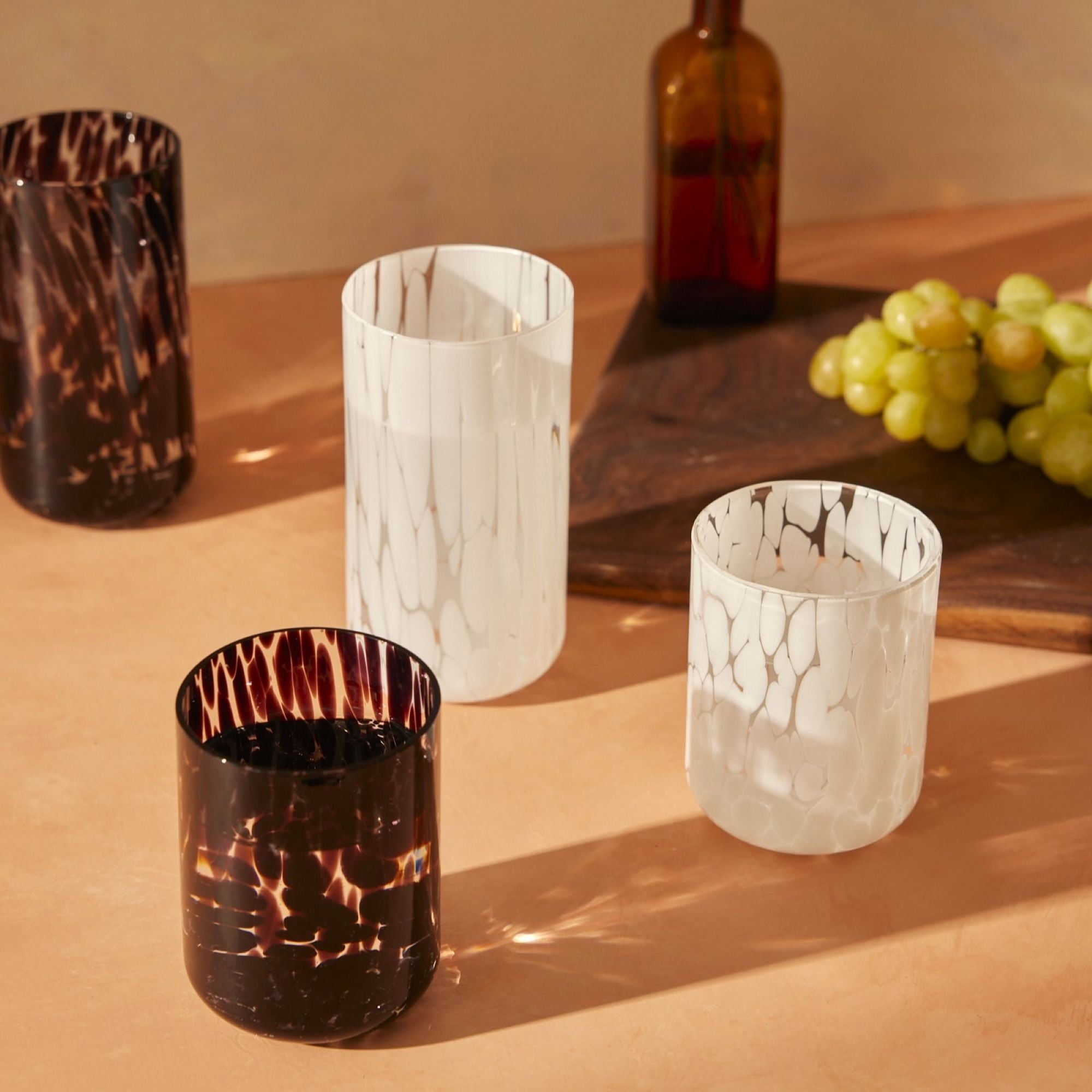 Thyme &amp; Table 20 fl oz White Tortoise Drinking Glasses, Set of 4