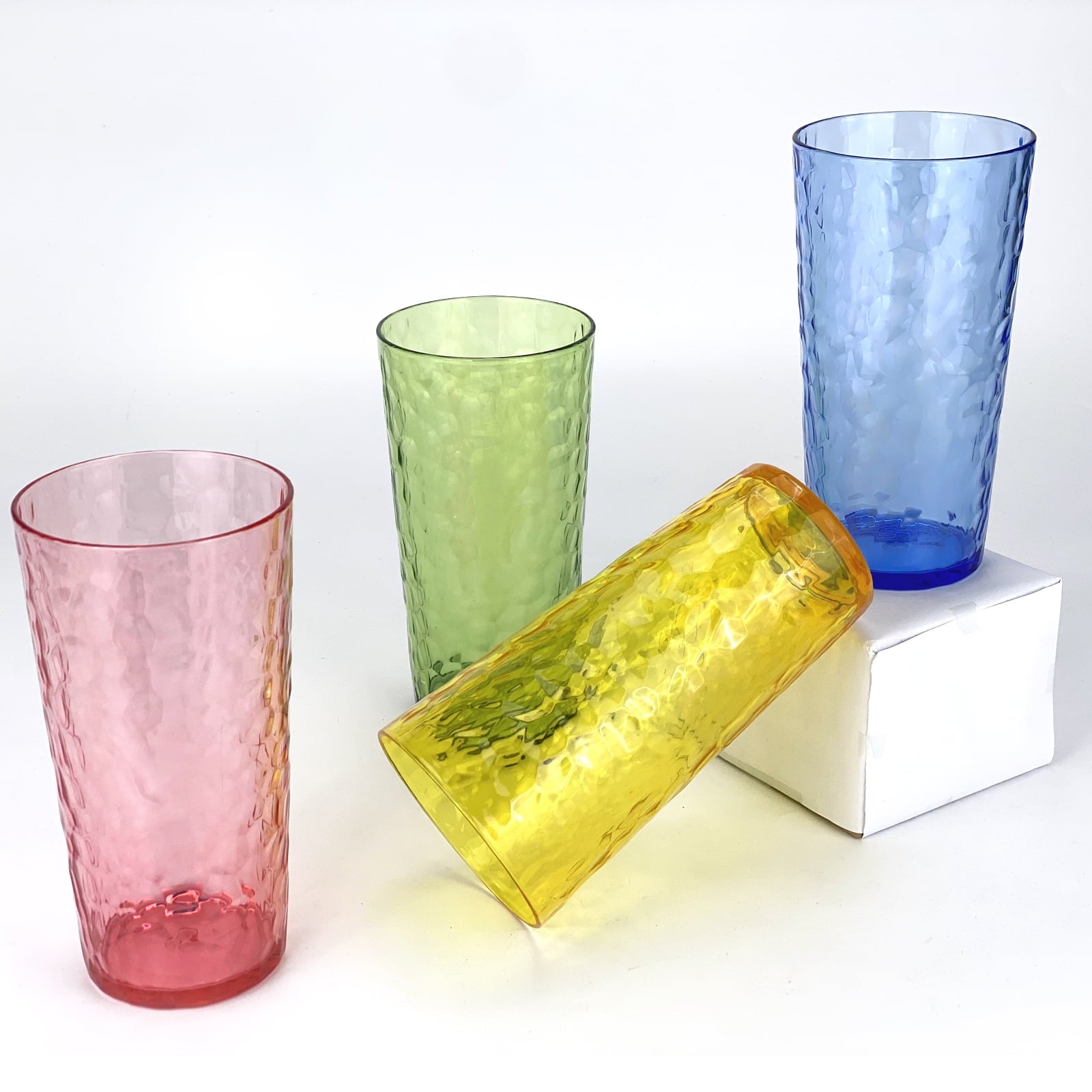 24-Ounce Plastic Tumbler Acrylic Drinking Glasses, Plastic Cups, , , Shatter Proof, , Set of 8 ( Multicolor )