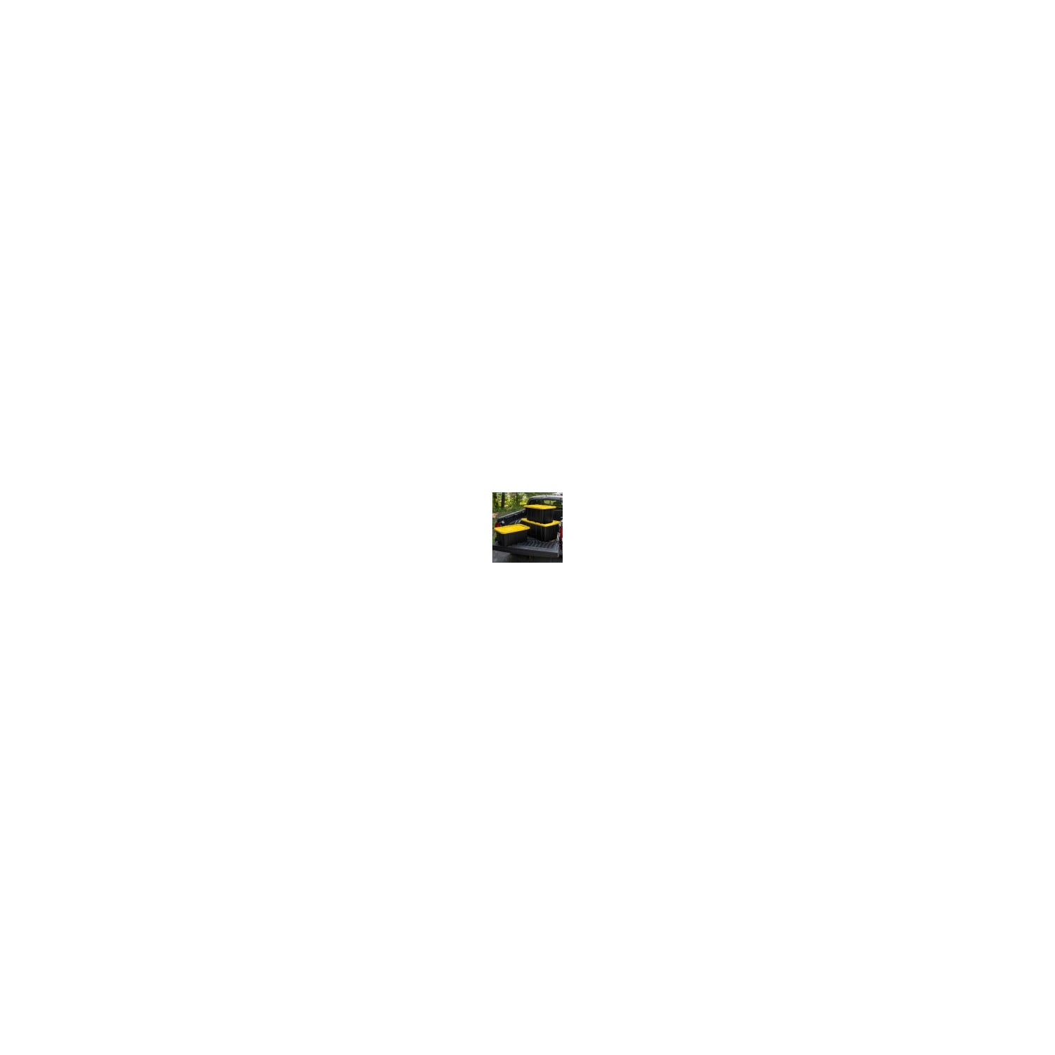 Large Storage Bin, 27 Gallon Plastic Storage Tote with Snap-On Lid, Black and Yellow, 6 Pack