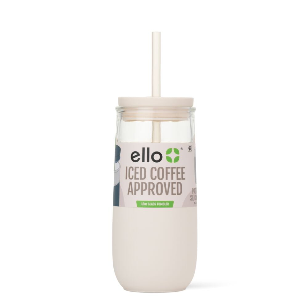 Avery 18oz Glass Tumbler with Straw, Cream