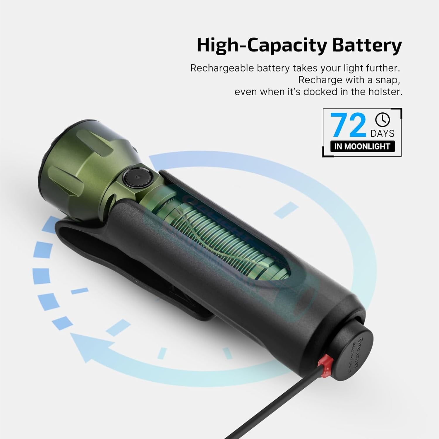 Javelot Long Range Outdoor Flashlight w/Holster, 1350 Lumen, 750 M, OD Green