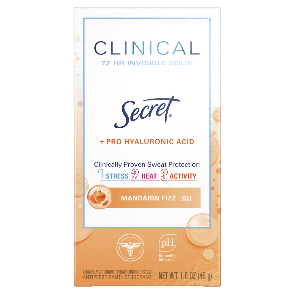 Clinical Antiperspirant Deodorant for Women, 100HR Sweat &amp; Odor Protection, Hyaluronic Acid, Invisible Solid, Stress Response, 2.6 oz