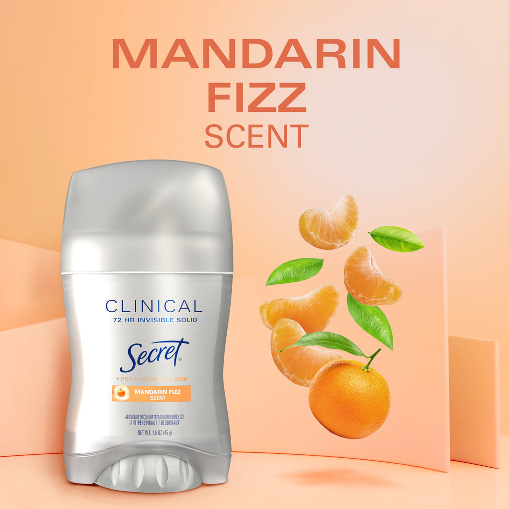 Clinical Antiperspirant Deodorant for Women, 100HR Sweat &amp; Odor Protection, Hyaluronic Acid, Invisible Solid, Stress Response, 2.6 oz