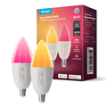 Smart Candle LED Bulb,RGBWW Millions of Colors Changing Effect, 450LM,Voice Control,Support Alexa,Google Assistant,Matter,2 Packs