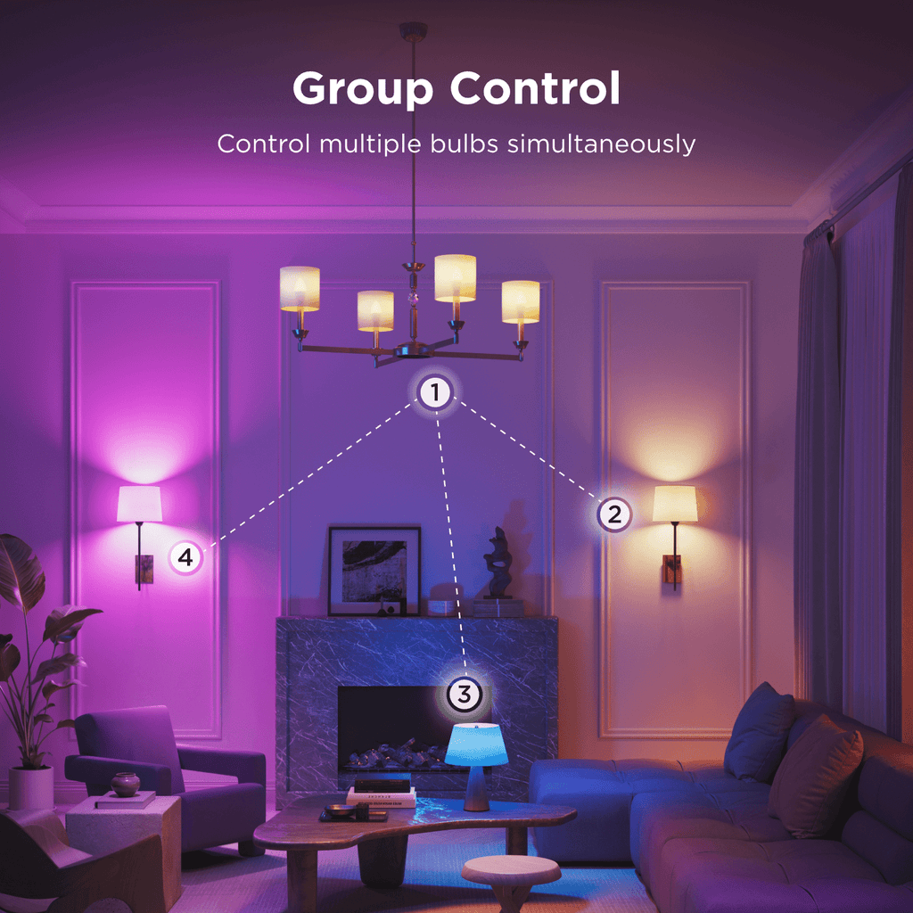 Smart Candle LED Bulb,RGBWW Millions of Colors Changing Effect, 450LM,Voice Control,Support Alexa,Google Assistant,Matter,2 Packs