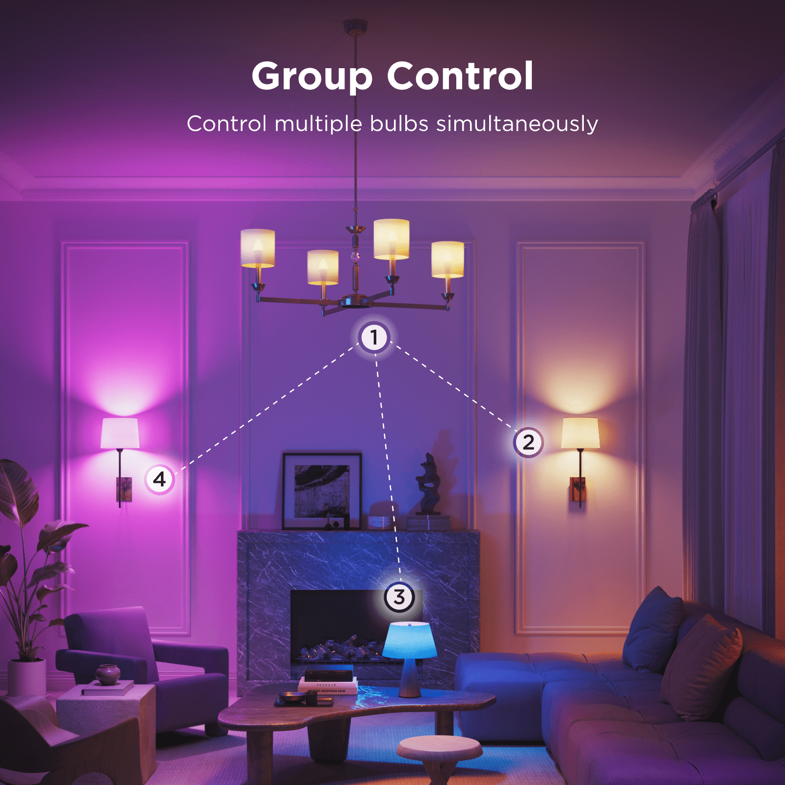 Smart Candle LED Bulb,RGBWW Millions of Colors Changing Effect, 450LM,Voice Control,Support Alexa,Google Assistant,Matter,2 Packs