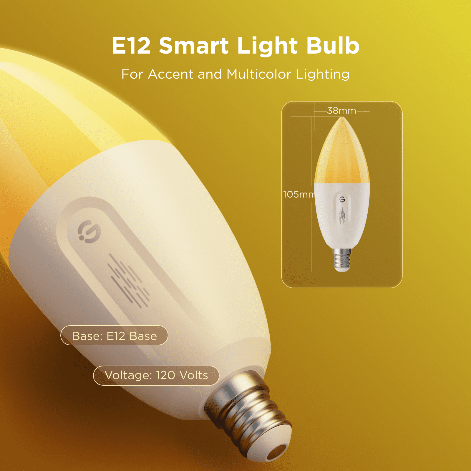 Smart Candle LED Bulb,RGBWW Millions of Colors Changing Effect, 450LM,Voice Control,Support Alexa,Google Assistant,Matter,2 Packs