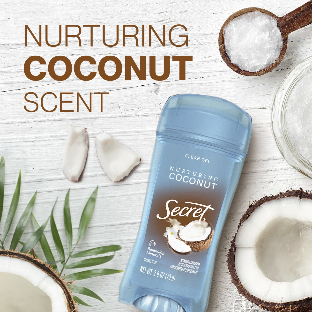 Clear Gel Antiperspirant and Deodorant, Coconut Scent, 2.6 oz.
