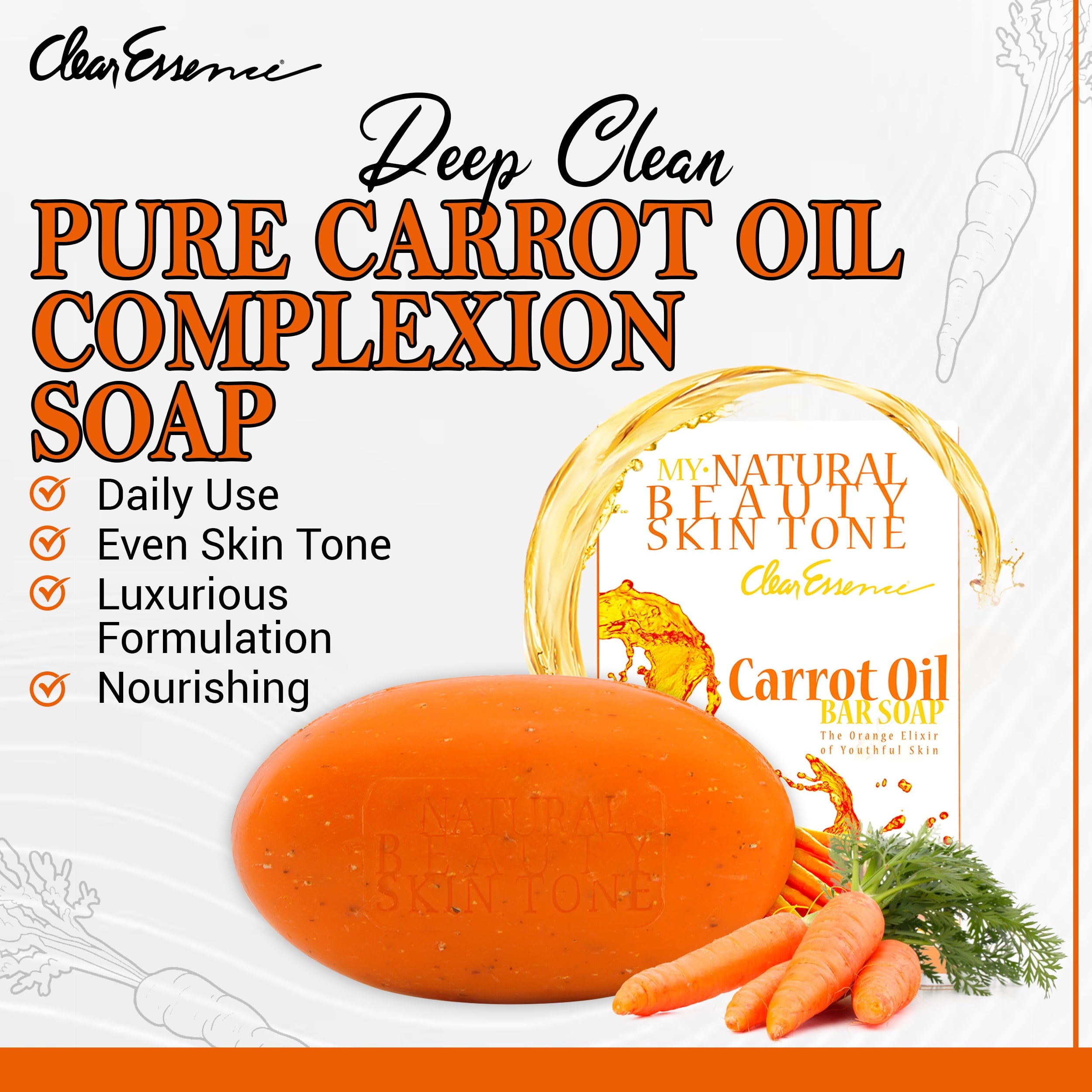 My Beauty Skin Tone Carrot Oil Soap-Beauty Bar Soap Improve Skin Complexion (6.1 oz.)