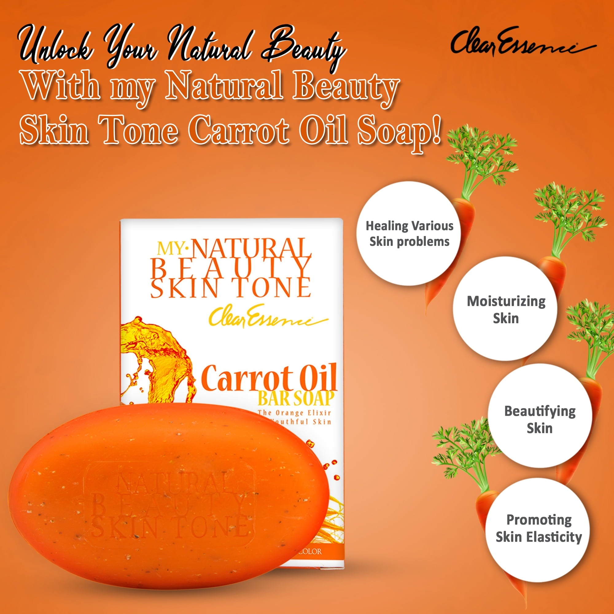 My Beauty Skin Tone Carrot Oil Soap-Beauty Bar Soap Improve Skin Complexion (6.1 oz.)