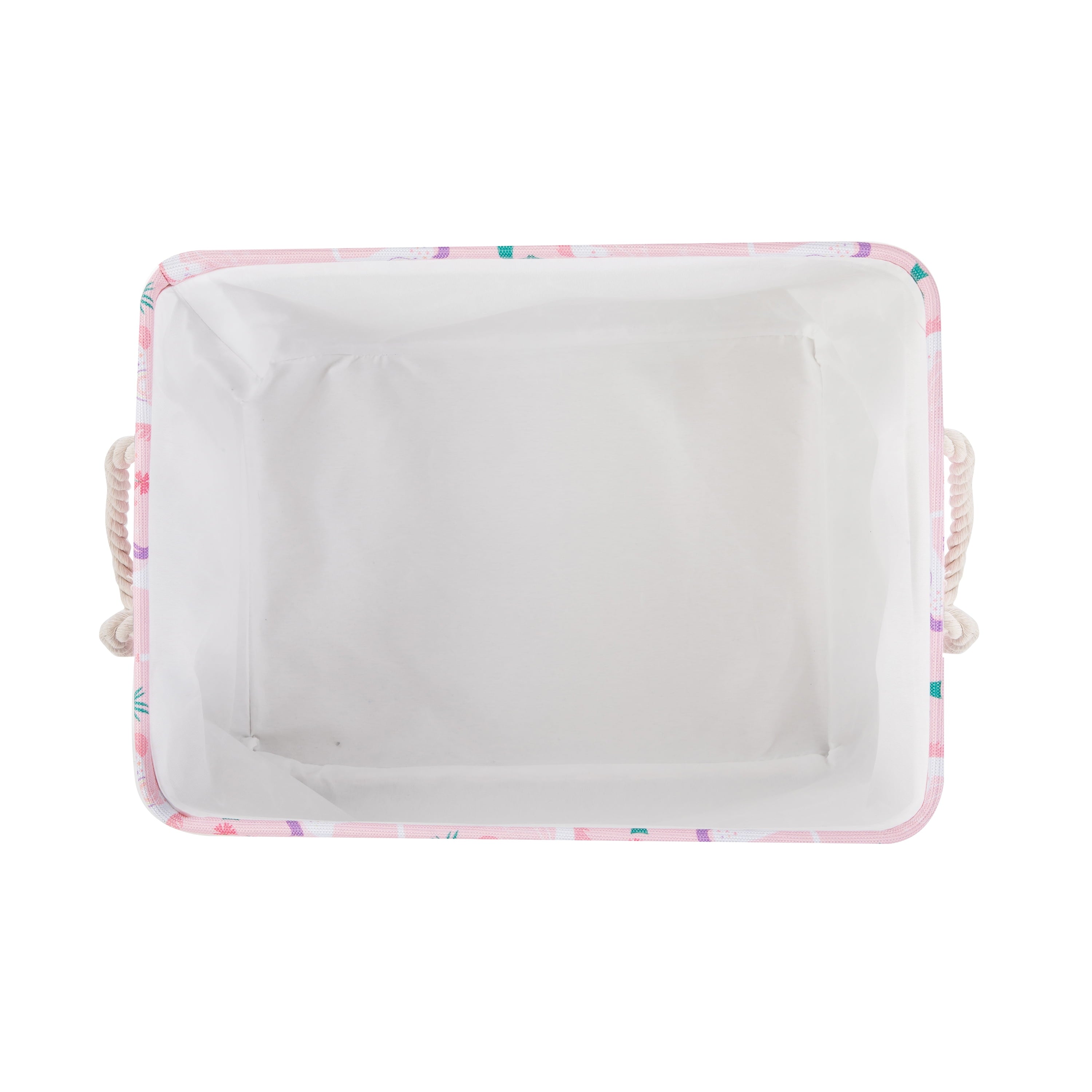 Kids Butterfly Canvas Storage Basket with Handles, 15 in x 11 in x 7.8 in