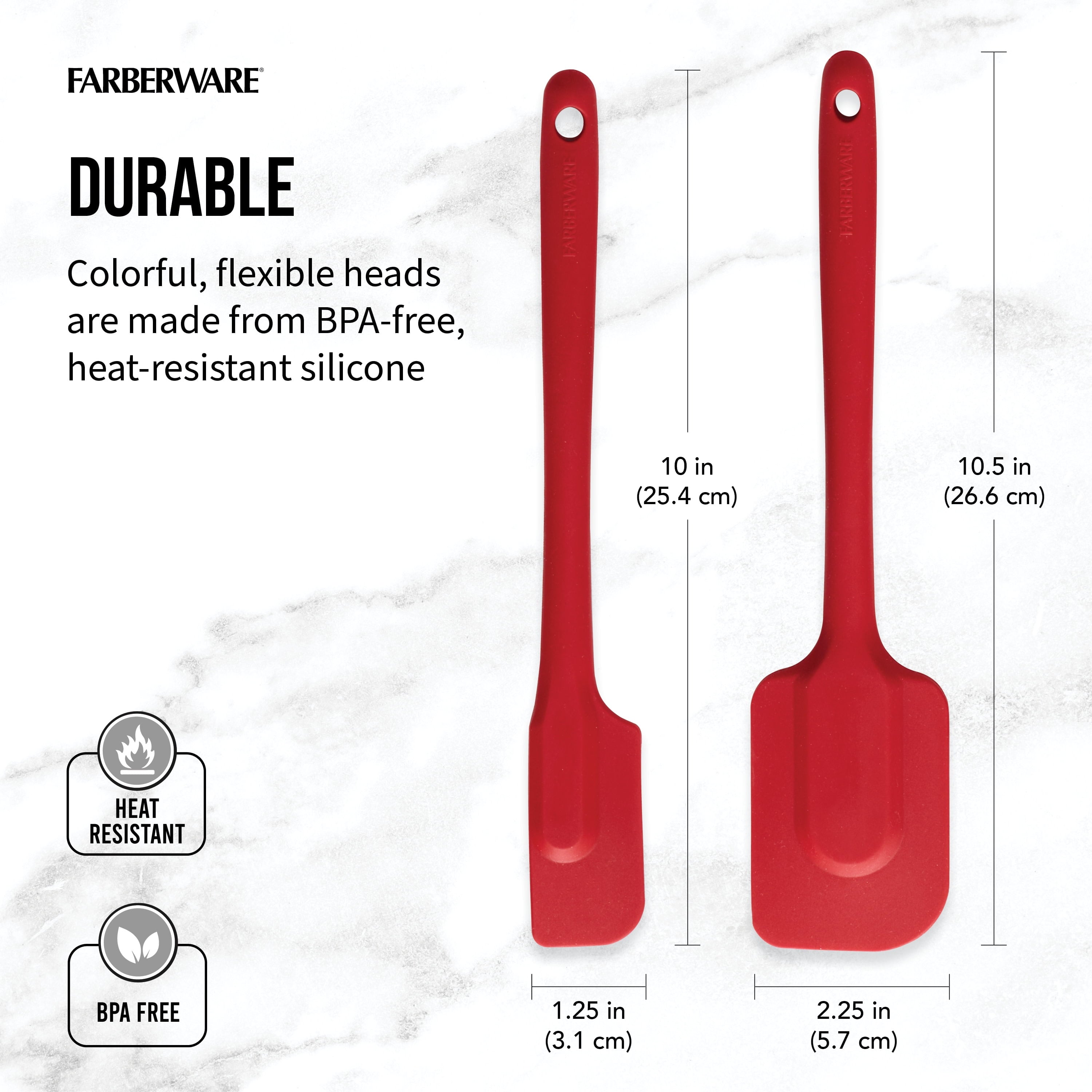 10 &amp; 10.5 in Silicone Solid Kitchen Spatula Set Red