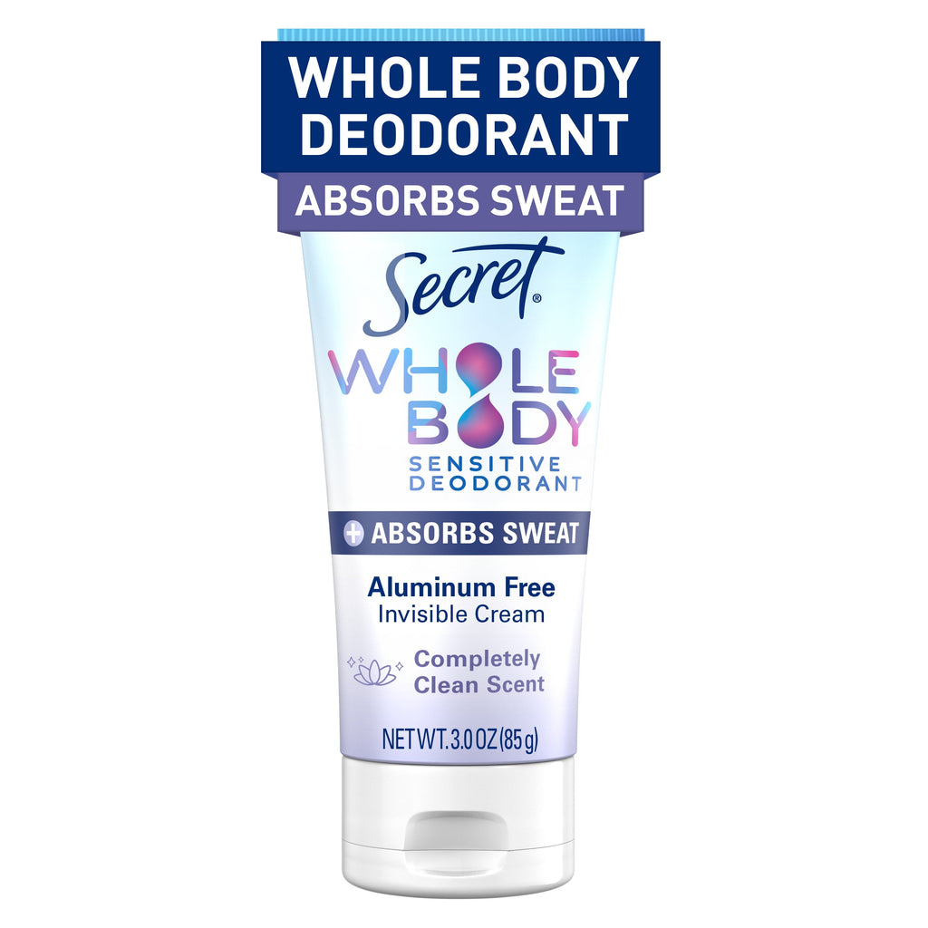 Whole Body Aluminum-Free Dry Feel Cream and Absorbs Sweat, Deodorant Stick for Women, Completely Clean Scent, 3.0oz