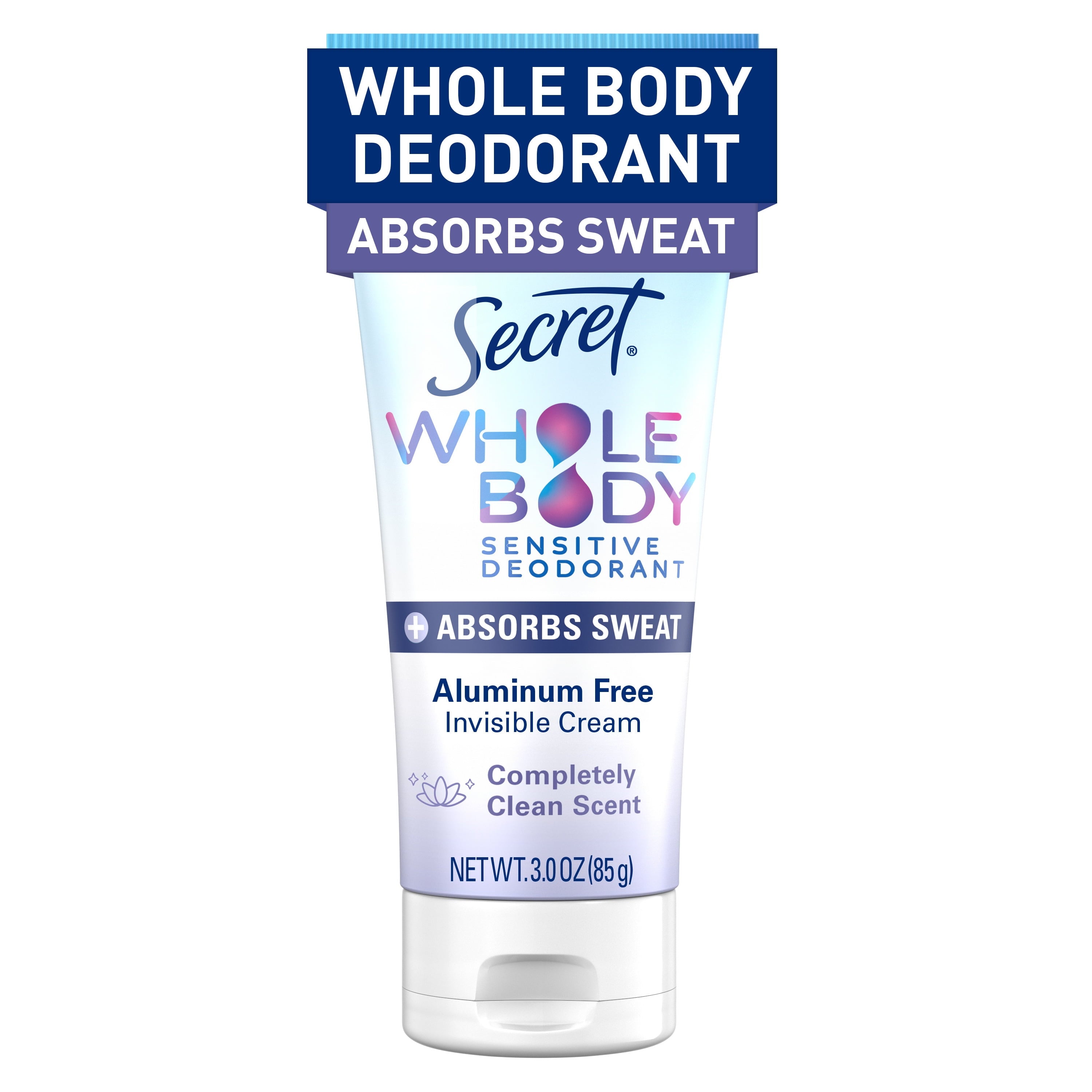 Whole Body Aluminum-Free Dry Feel Cream and Absorbs Sweat, Deodorant Stick for Women, Completely Clean Scent, 3.0oz