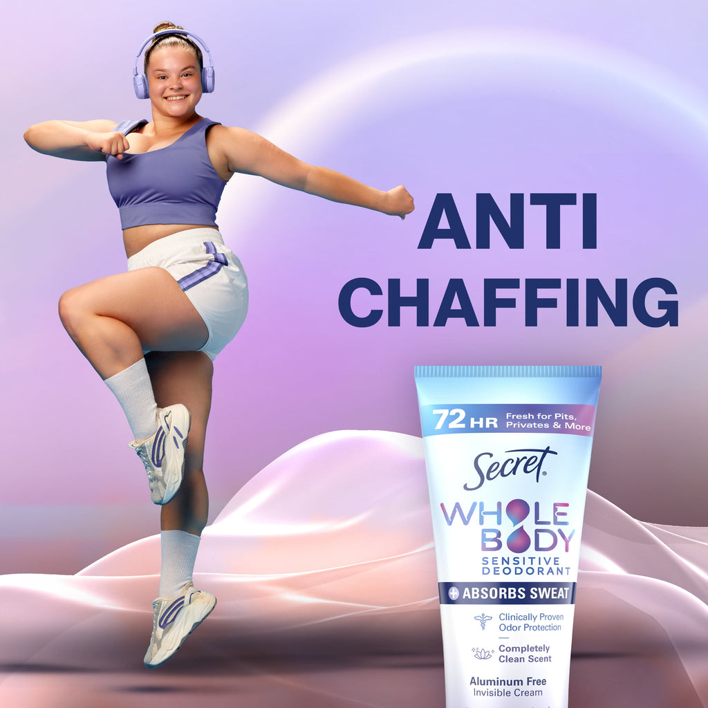 Whole Body Aluminum-Free Dry Feel Cream and Absorbs Sweat, Deodorant Stick for Women, Completely Clean Scent, 3.0oz