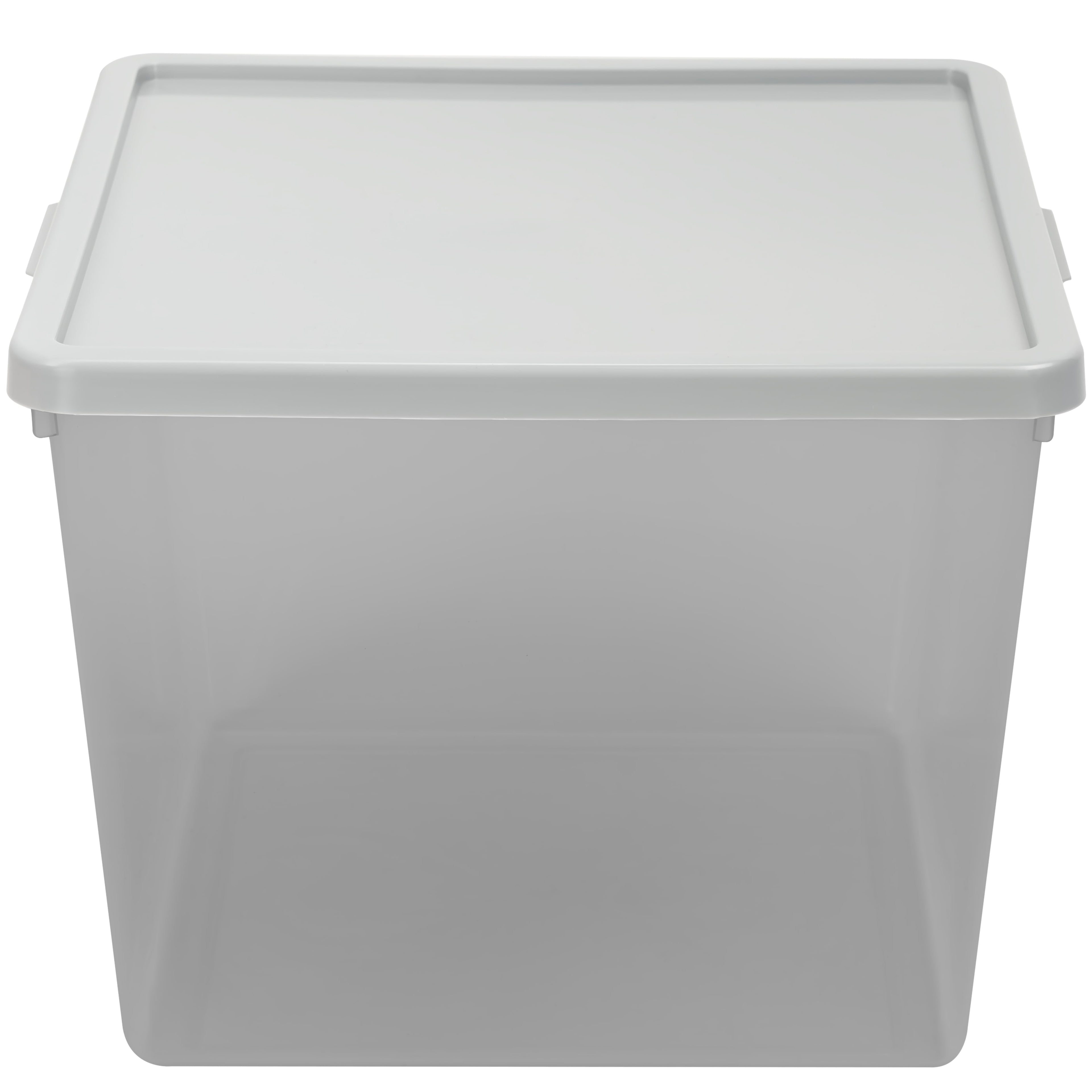 Kids Large Tinted Clear Plastic Stacking Storage Bin with Lid, Grey, 12 in x 12.4 in x 9.4 in