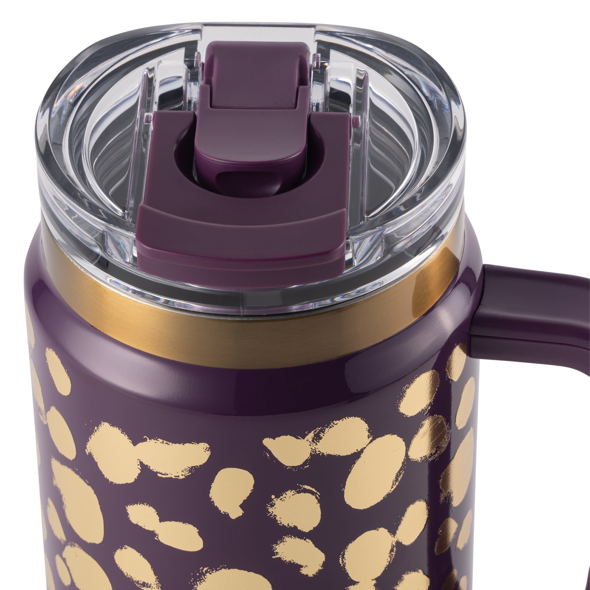 Thyme &amp; Table 32 fl oz Stainless Steel Luna Tumbler with Handle and Dual Straw Lid, Cream &amp; Black Check