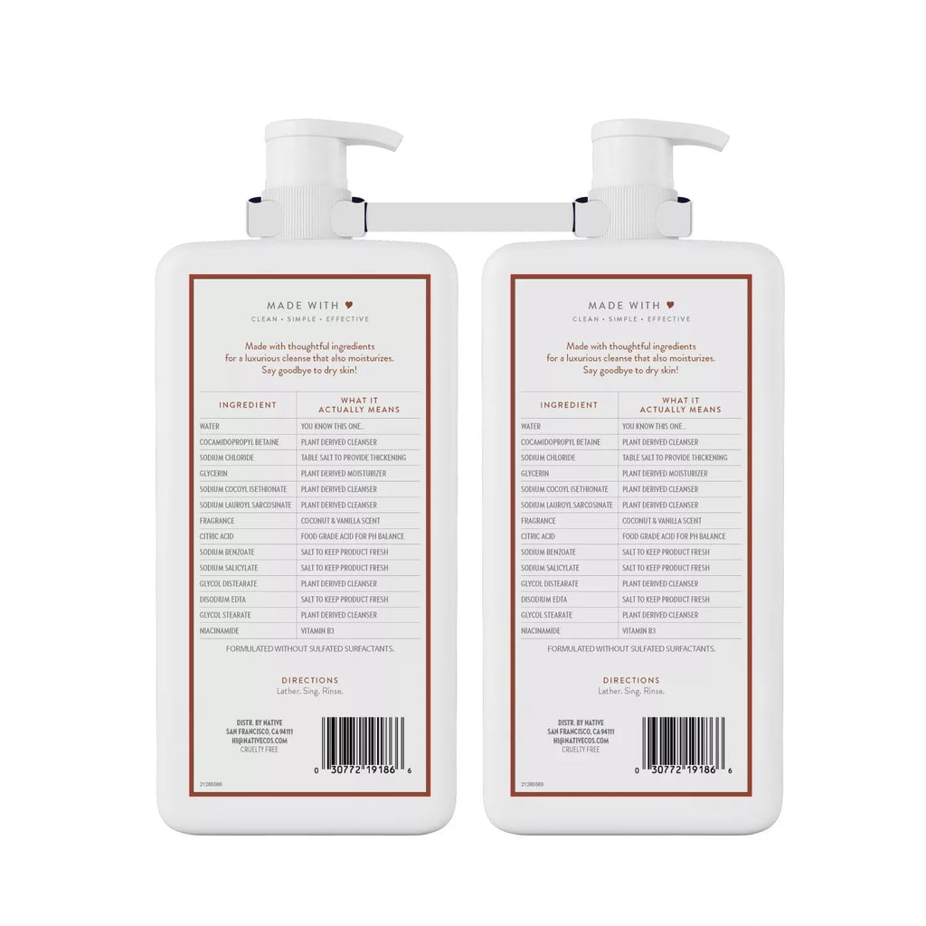 Nourishing Body Wash, Coconut &amp; Vanilla, 36 Fluid Ounce (Pack of 2)
