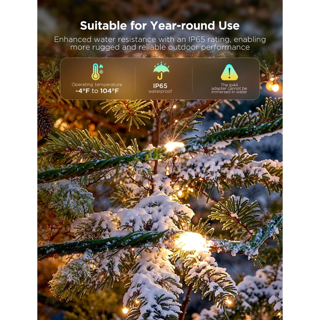 Christmas Lights LED Waterproof Outdoor White 66ft