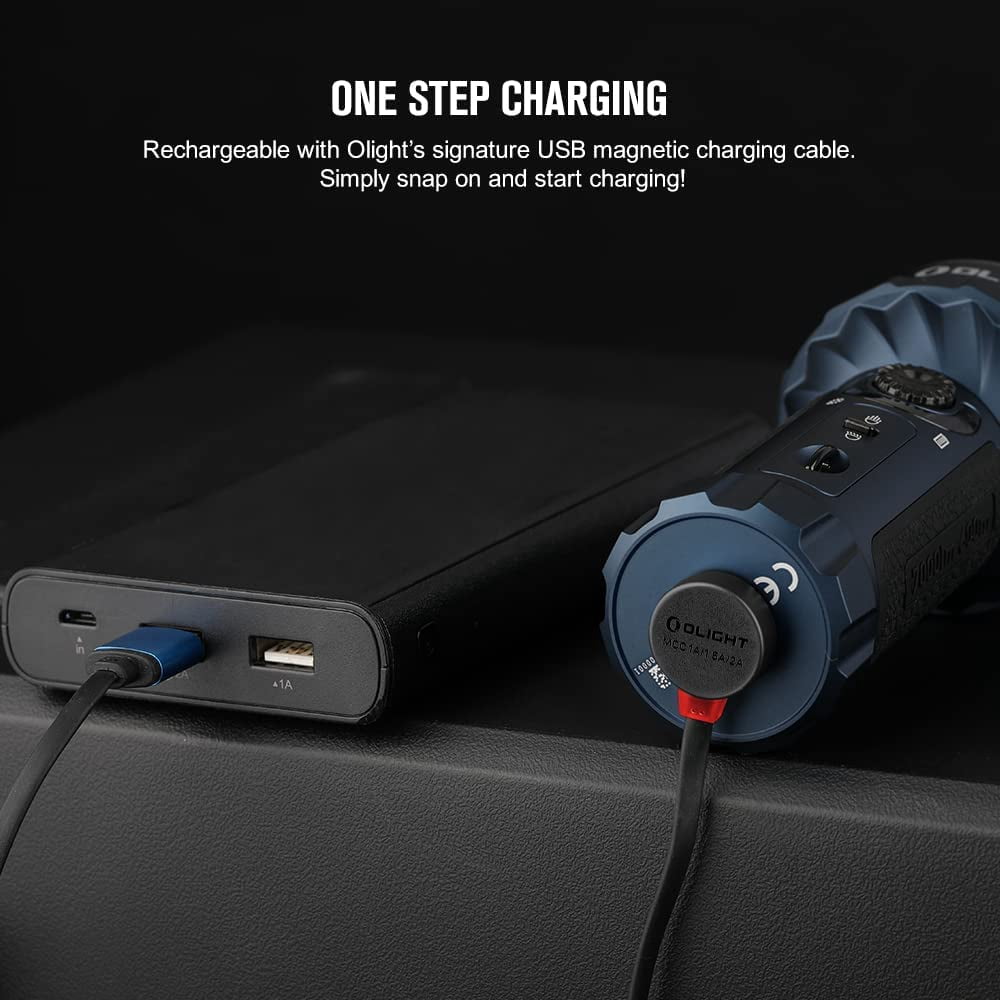 Marauder Mini 7,000 Lumens Bright Flashlight with 600 Meters Beam Distance, Powerful RGB Lights, Magnetic Rechargeable for Outdoors Work, Hunting, and Searching(Midnight Blue)