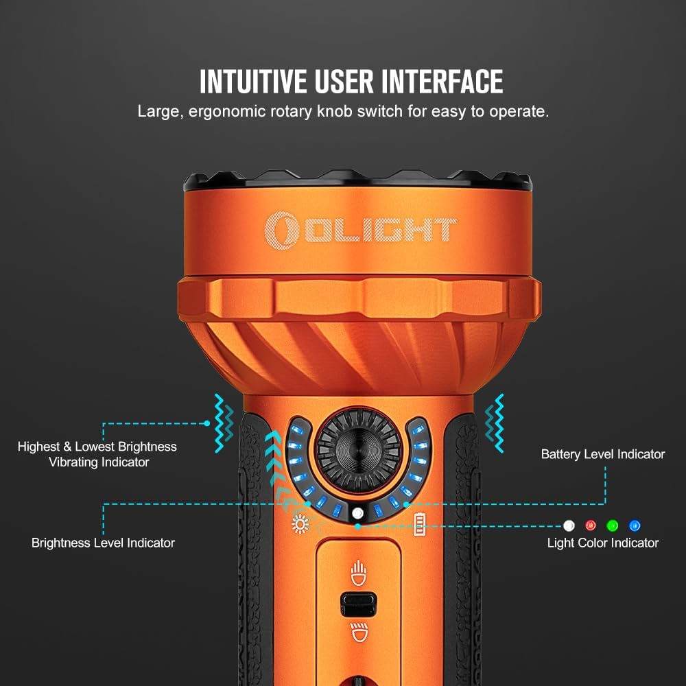Marauder Mini 7,000 Lumens Bright Flashlight with 600 Meters Beam Distance, Powerful RGB Lights, Magnetic Rechargeable for Outdoors Work, Hunting, and Searching(Midnight Blue)