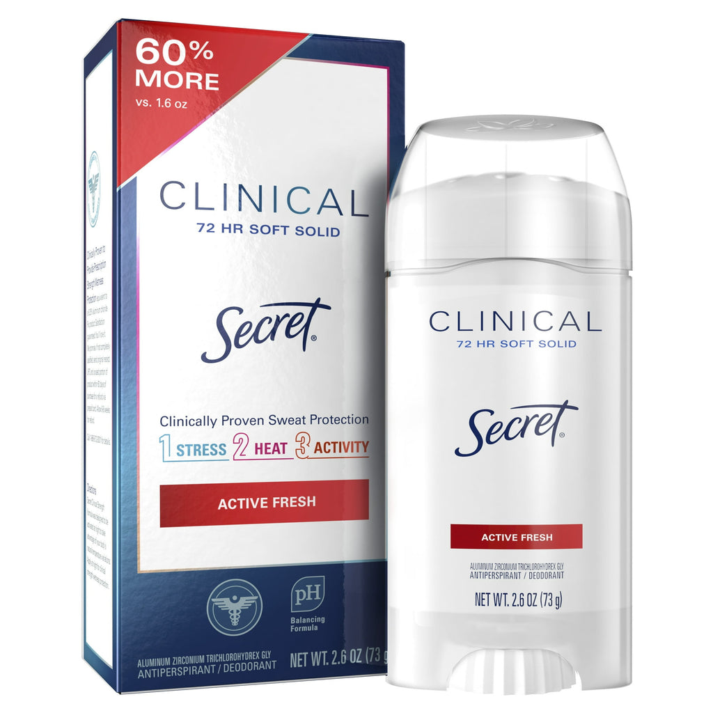 Clinical Strength Anti-Perspirant Deodorant Smooth Solid, Actice Fresh Scent 2.60 oz (Pack of 2)