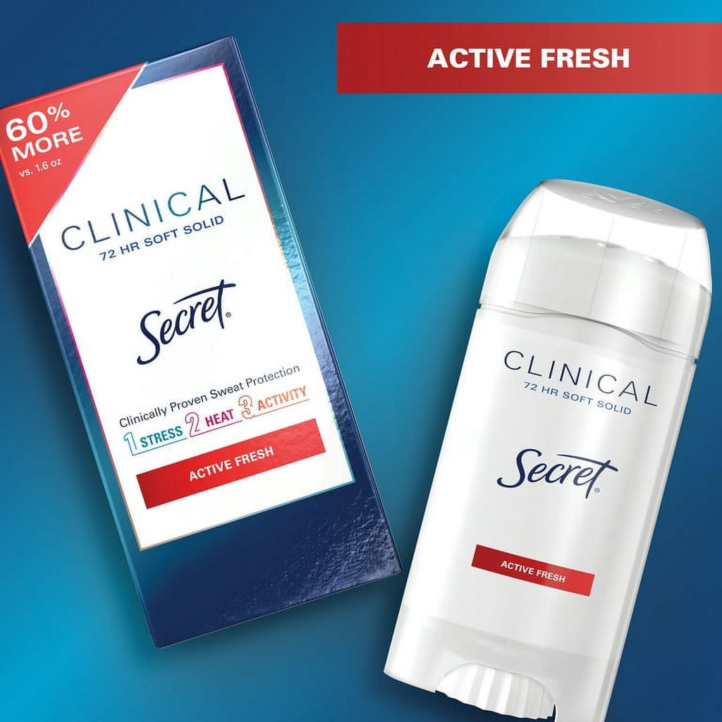 Clinical Strength Anti-Perspirant Deodorant Smooth Solid, Actice Fresh Scent 2.60 oz (Pack of 2)