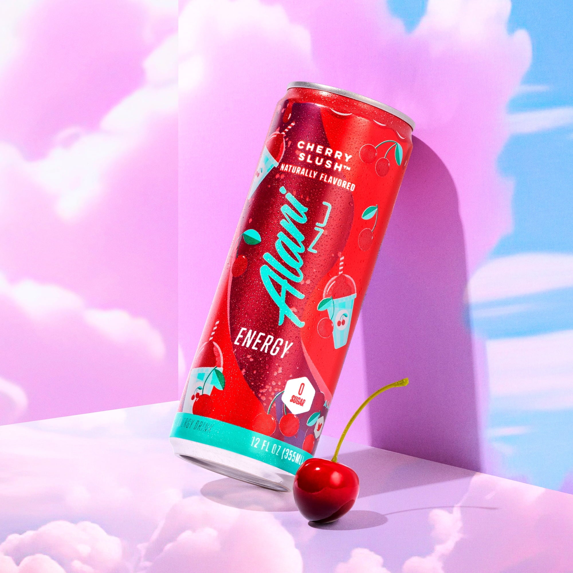 Sugar Free Energy Drink, Cherry Slush, 12 fl oz, 6 Pack, Cans, 200mg Caffeine