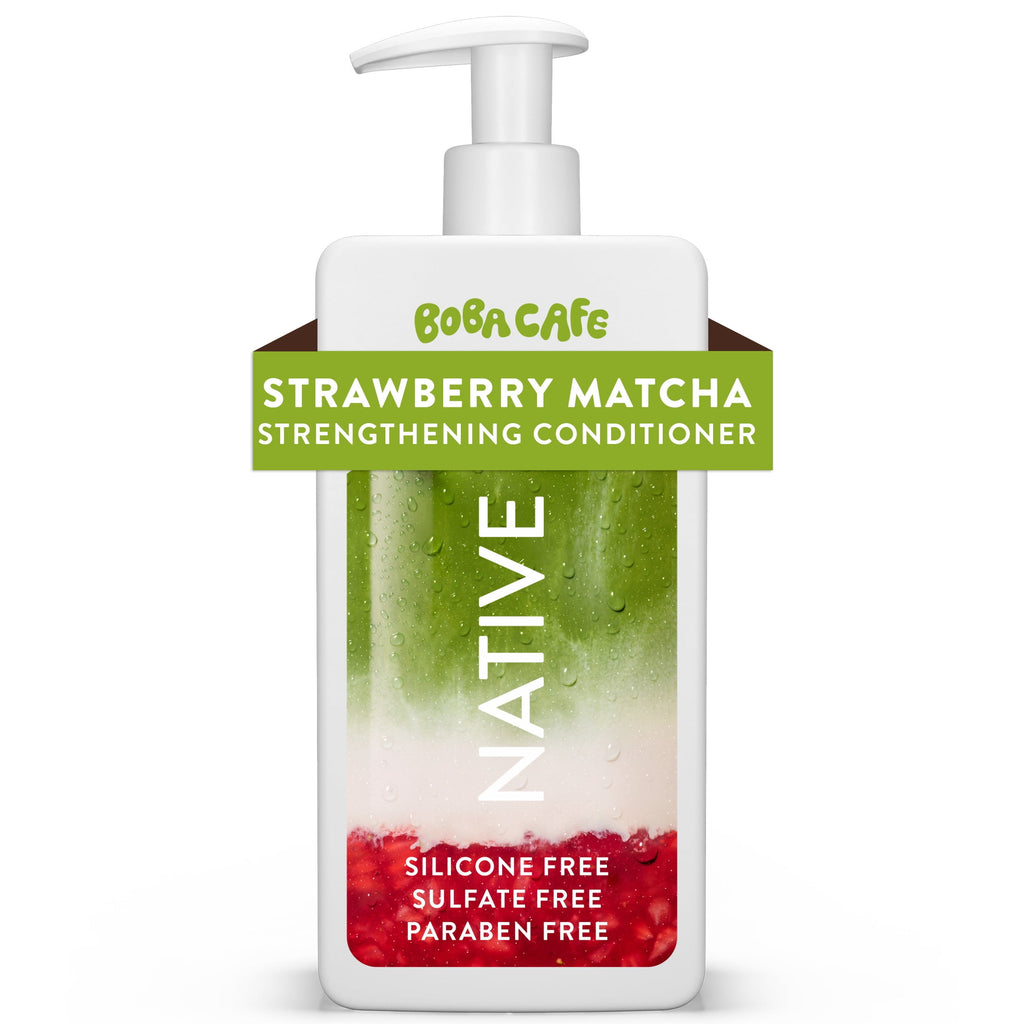 Strengthening Conditioner, Limited Edition Strawberry Matcha, Silicone Free Conditioner for Women and Men, Boba Café, 16.5 fl oz