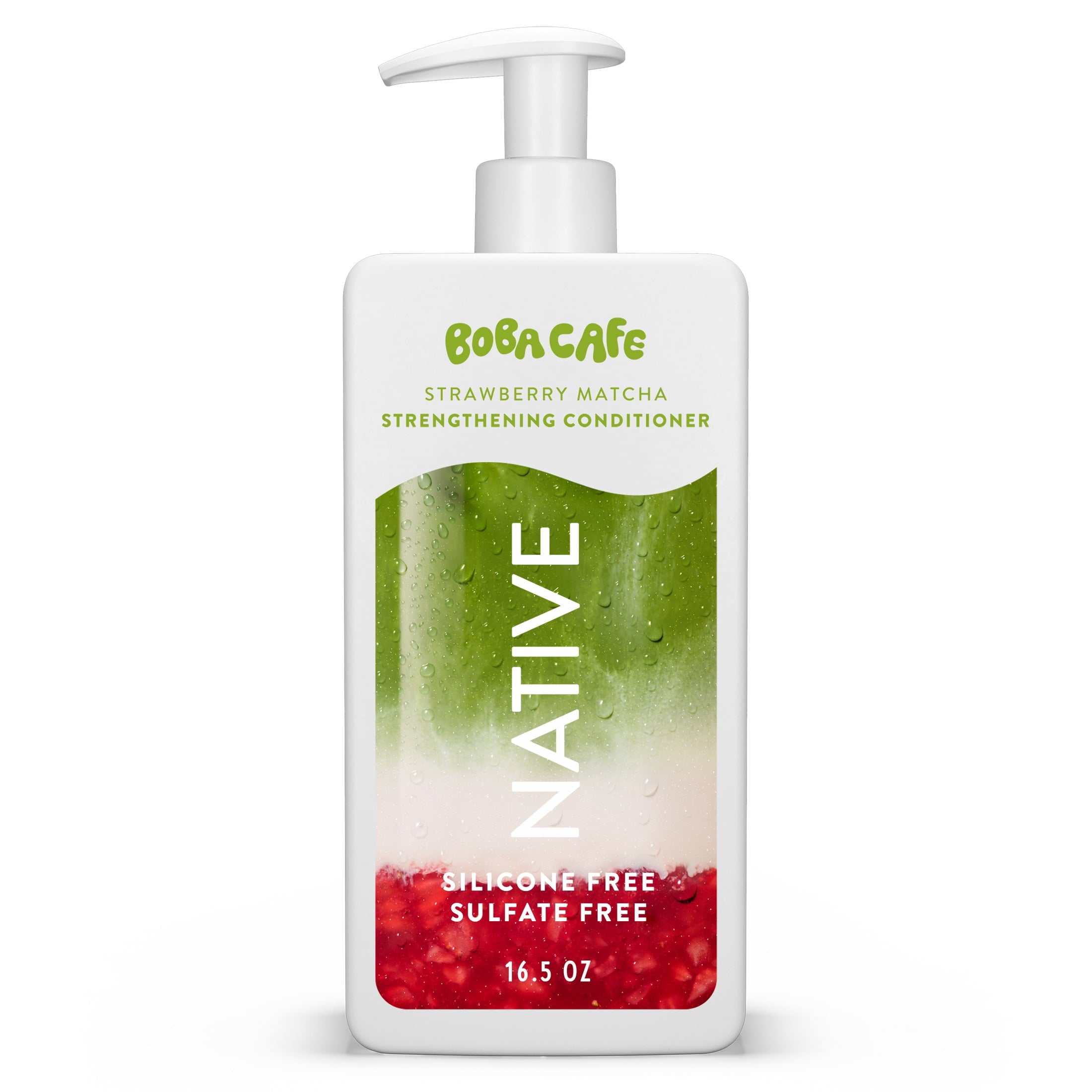 Strengthening Conditioner, Limited Edition Strawberry Matcha, Silicone Free Conditioner for Women and Men, Boba Café, 16.5 fl oz