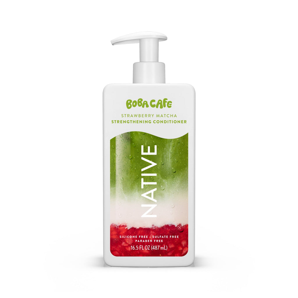 Strengthening Conditioner, Limited Edition Strawberry Matcha, Silicone Free Conditioner for Women and Men, Boba Café, 16.5 fl oz