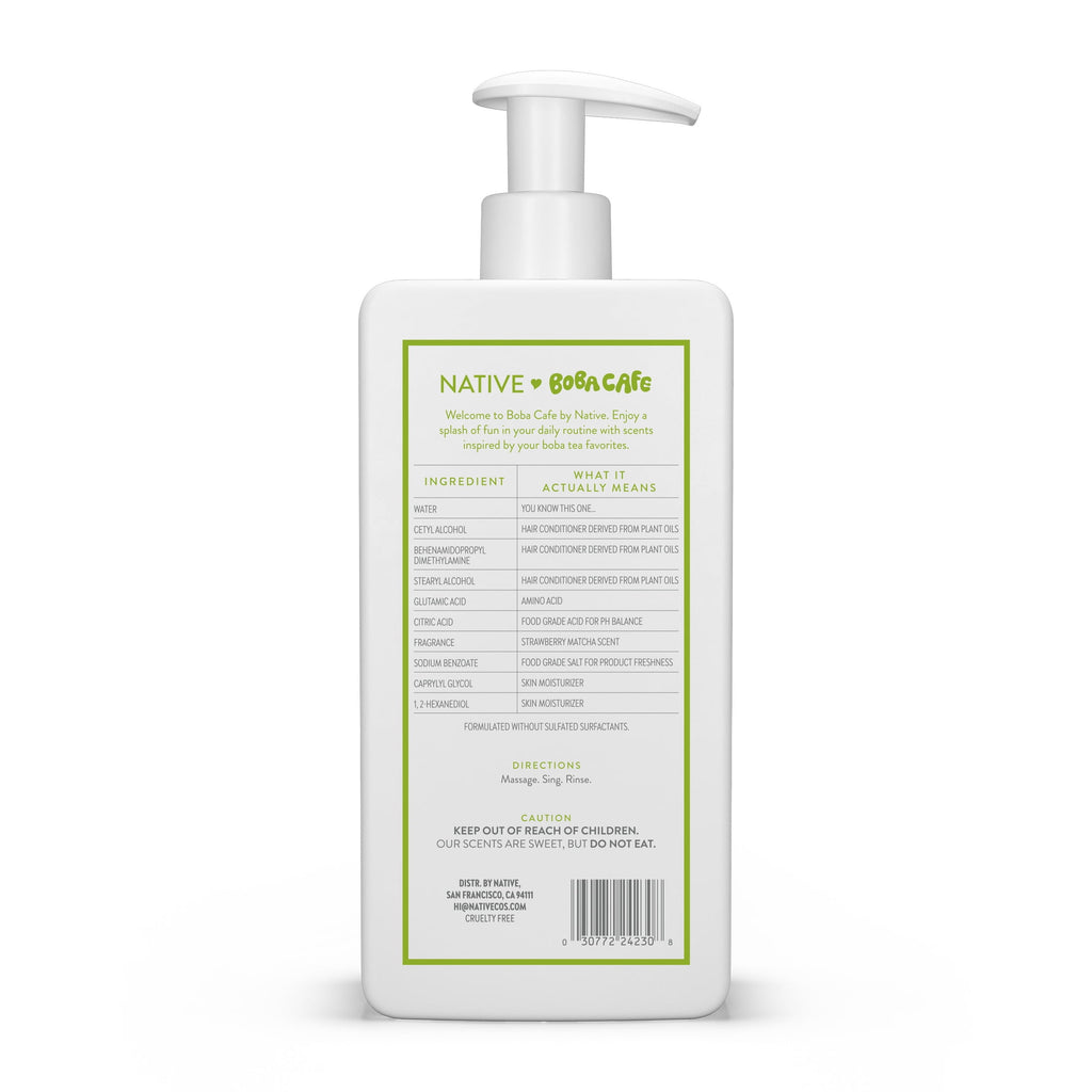Strengthening Conditioner, Limited Edition Strawberry Matcha, Silicone Free Conditioner for Women and Men, Boba Café, 16.5 fl oz