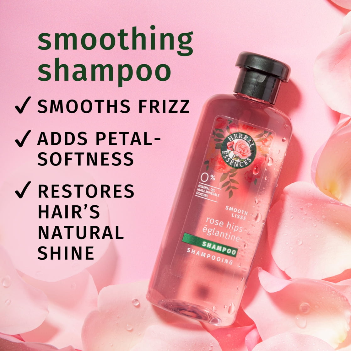 Rose Hips Smooth Shampoo, All Hair Types, 3.38 fl oz Travel Size
