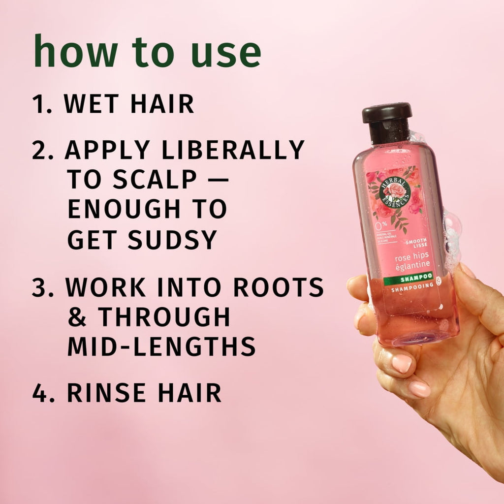 Rose Hips Smooth Shampoo, All Hair Types, 3.38 fl oz Travel Size