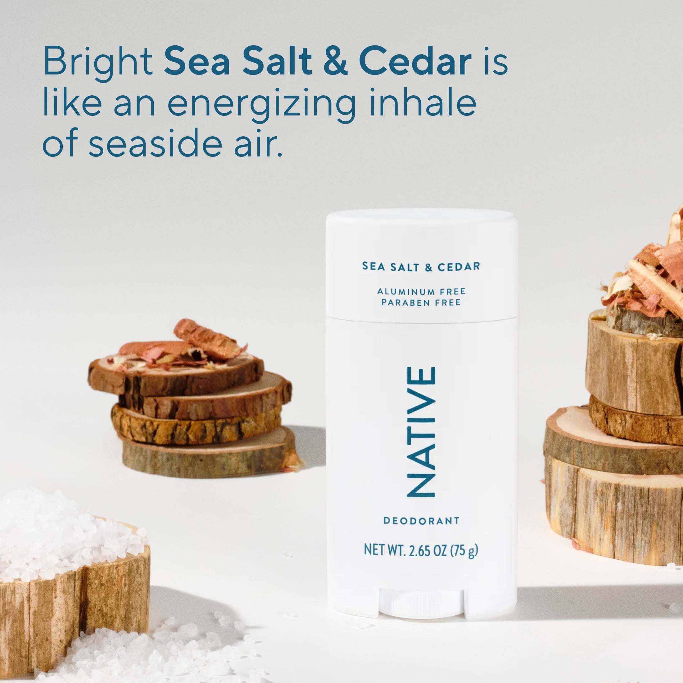 Deodorant, Aluminum Free, Sea Salt &amp; Cedar, for Women and Men, 2.65 oz