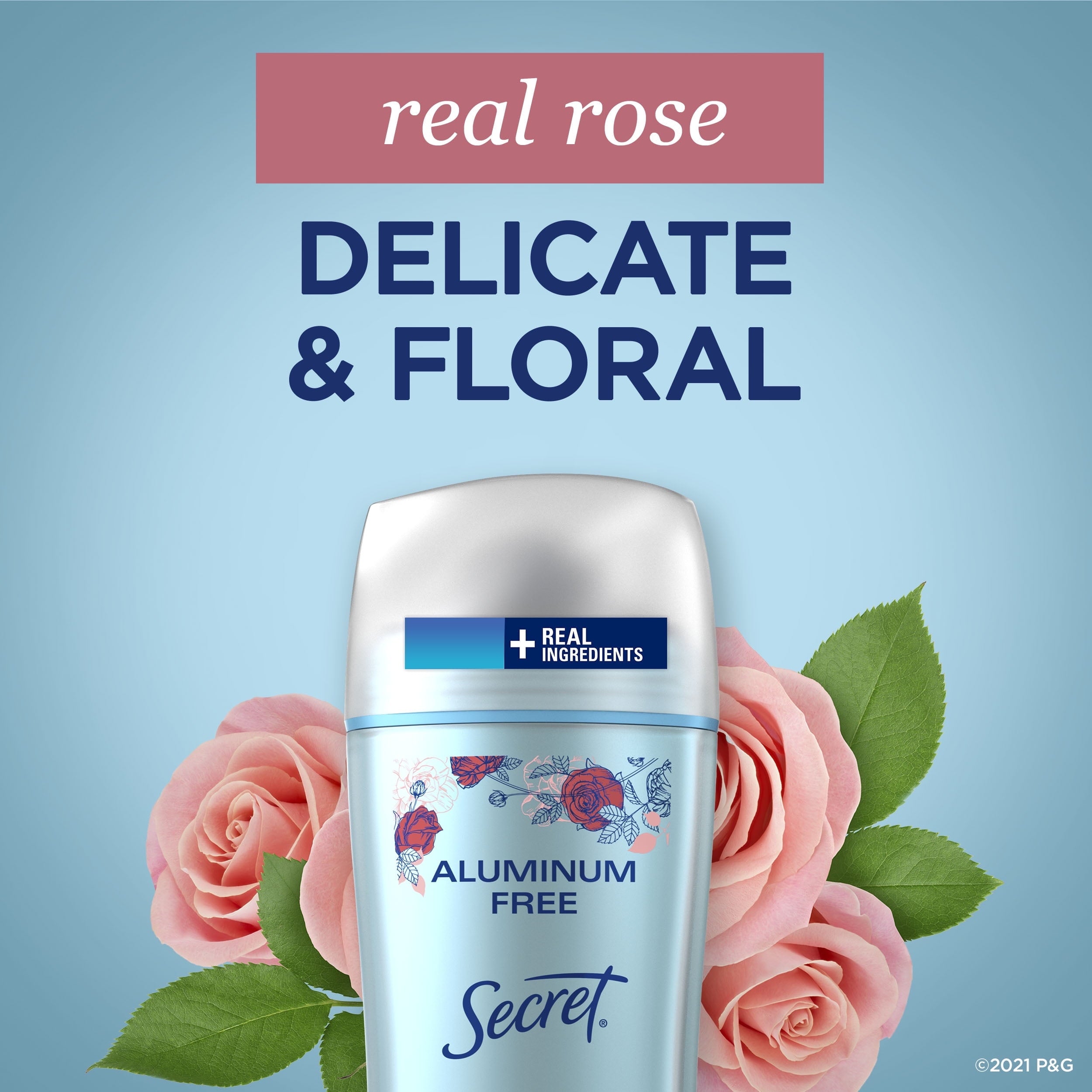Aluminum Free Deodorant for Women, Rose, 2.4 oz, Pack of 3