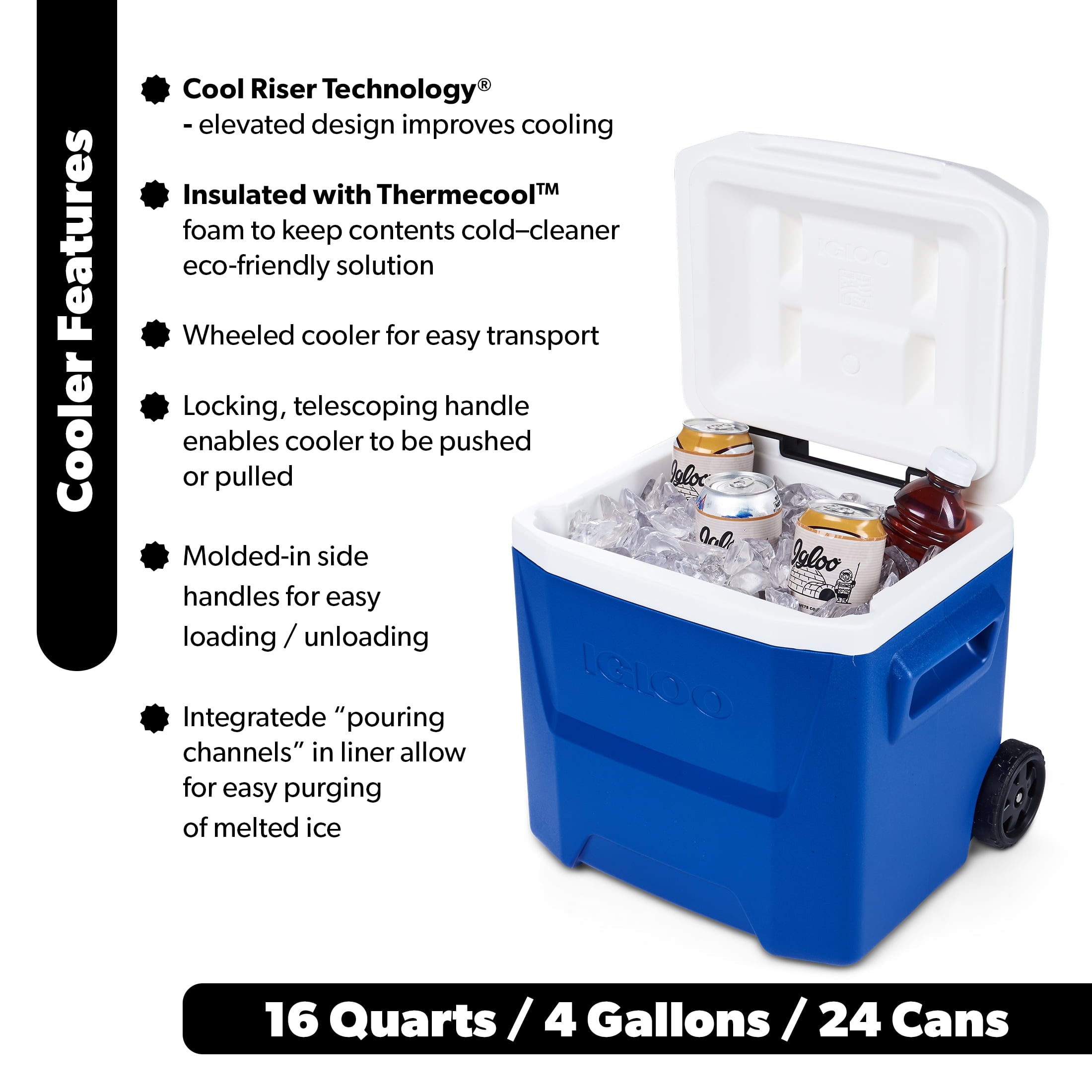 (2 pack) Igloo 16 QT Laguna Ice Chest Cooler with Wheels, Blue