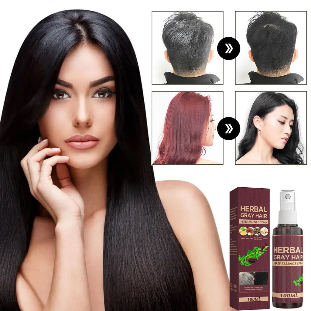 Gray Hair Spray, 100ml Hair Darkening Conditioner Spray, Hair Coloring Spray, Hair Darkening Conditioner, Reverse Grey Hair,Hair Coloring Essence for 4 Weeks Gradual Results