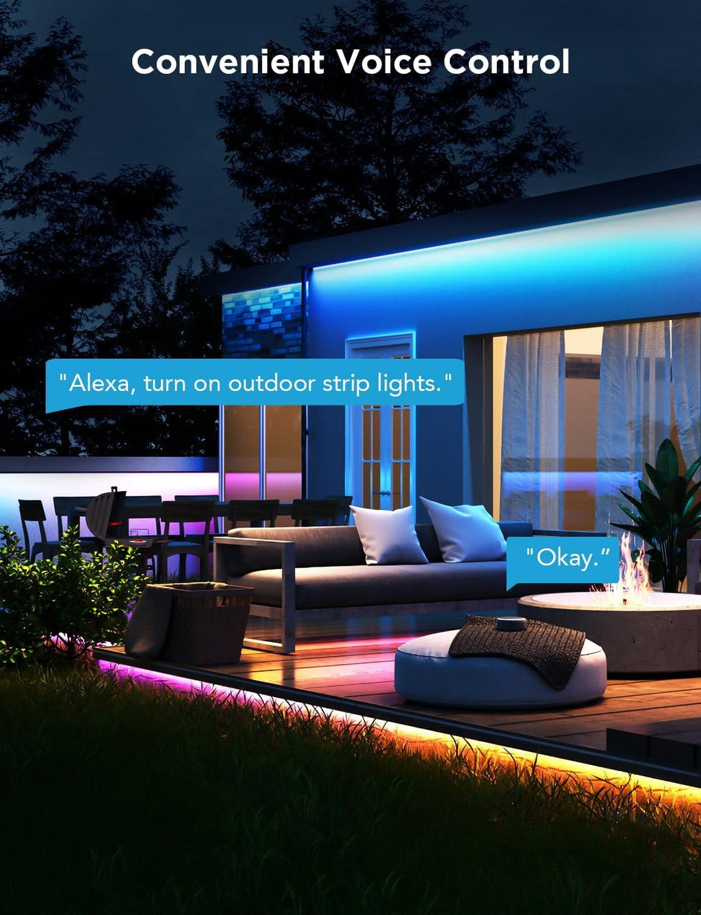 RGBICWW Outdoor LED Strip Lights (65.6 ft)