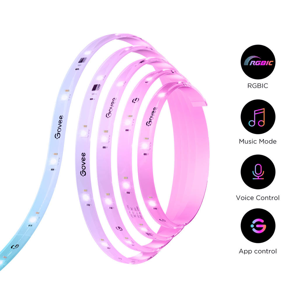 RGBICW Wi-Fi LED Strip Light, 9.8ft, Smart App Control, Multicolor for Bedroom &amp; TV Backlight