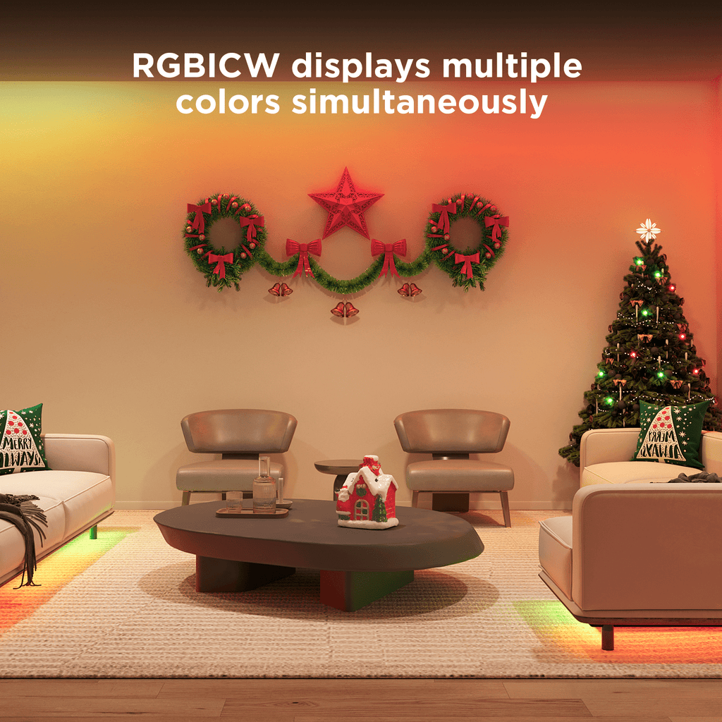 RGBICW Wi-Fi LED Strip Light, 9.8ft, Smart App Control, Multicolor for Bedroom &amp; TV Backlight