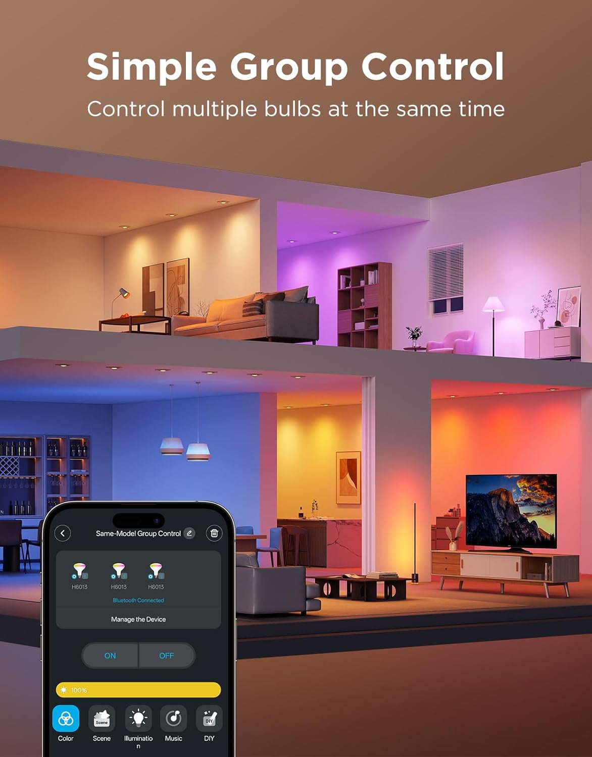 E26 Smart LED Colored Light Bulbs (4pack)