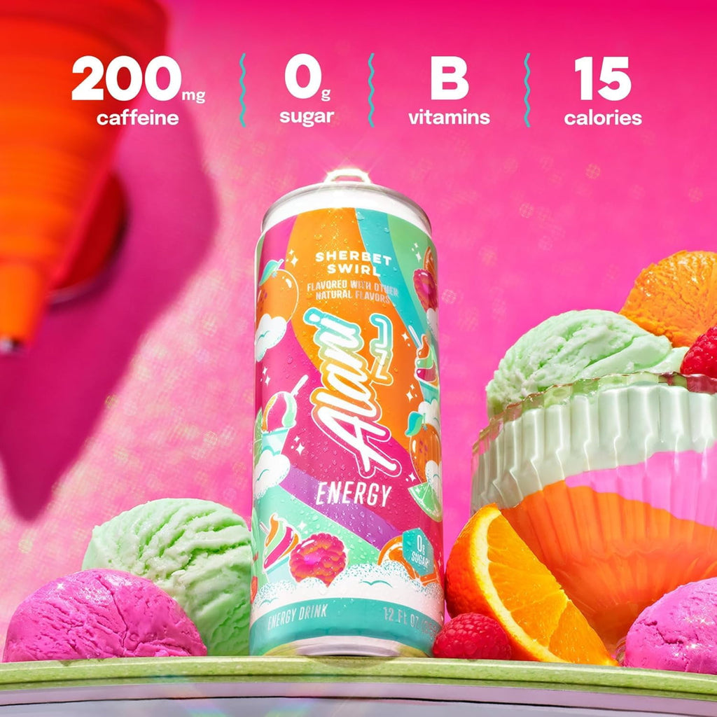 New Alani Energy Drinks Witches Brew, Winter Wonderland, Sherbet Swirl Variety Pack Sugar-Free, Low-Calorie, Energy Boost Drink 12 fl oz (Pack of 6) Repackaged By * Repackaged By *