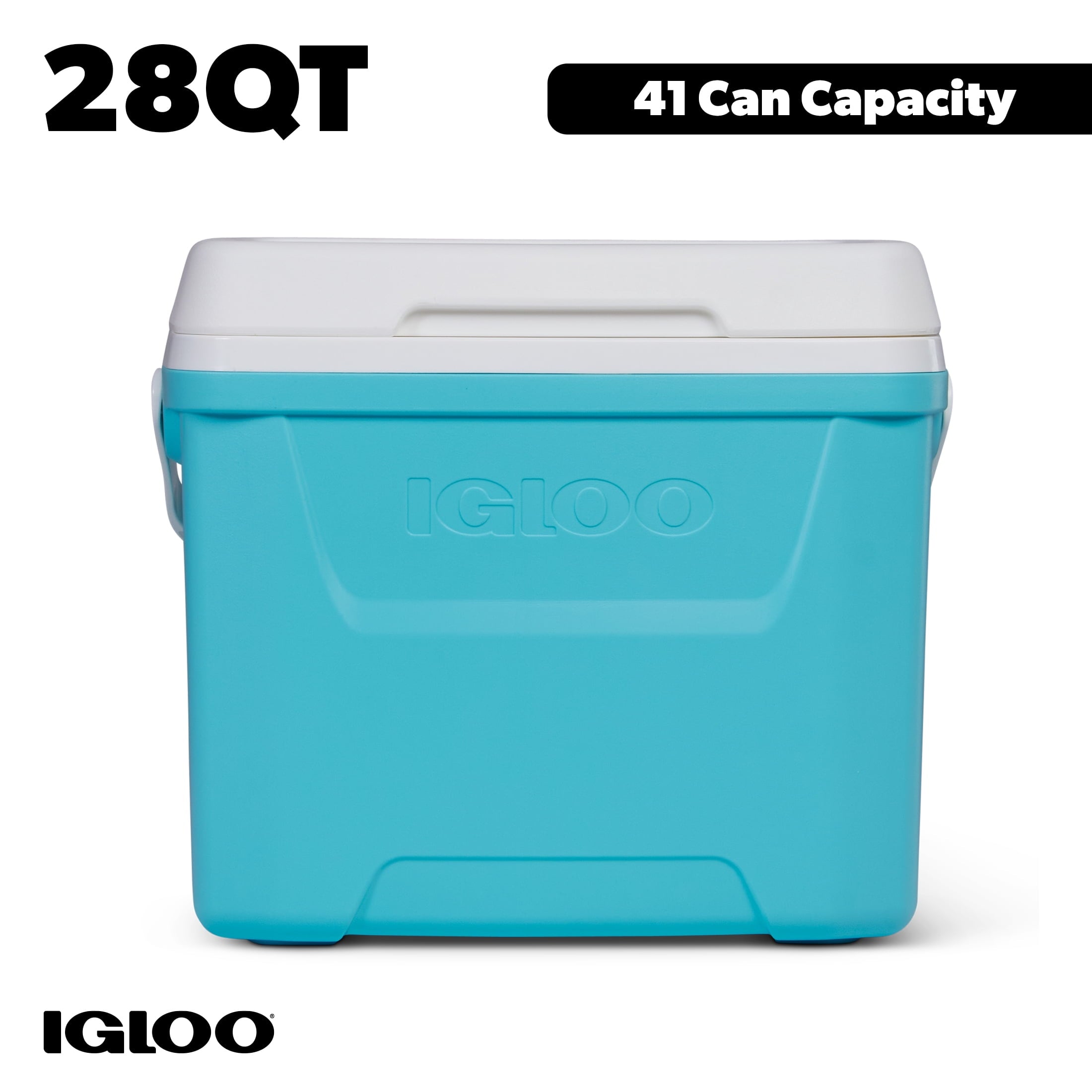 28 QT Laguna Hard-Sided Ice Chest Cooler, Aqua Blue and White