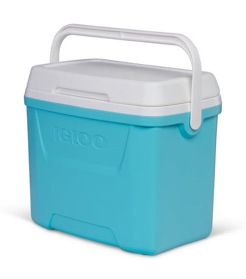 28 QT Laguna Hard-Sided Ice Chest Cooler, Aqua Blue and White