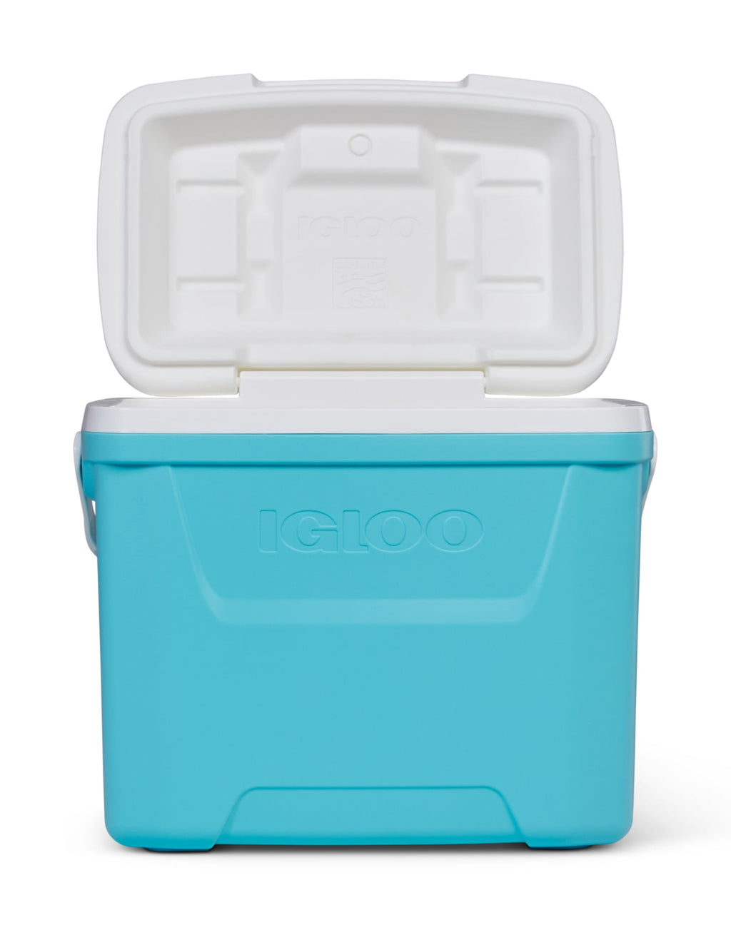 28 QT Laguna Hard-Sided Ice Chest Cooler, Aqua Blue and White