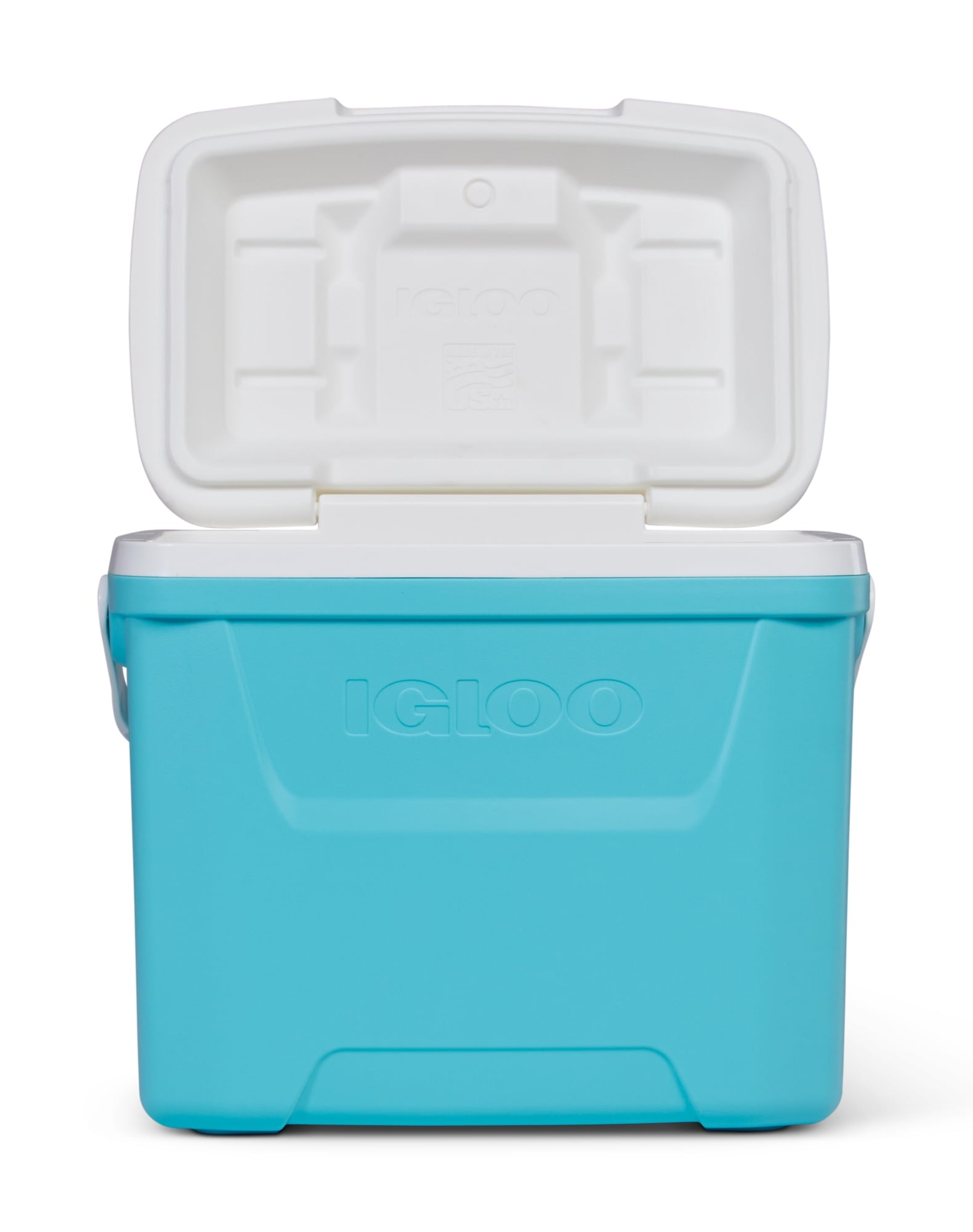 28 QT Laguna Hard-Sided Ice Chest Cooler, Aqua Blue and White