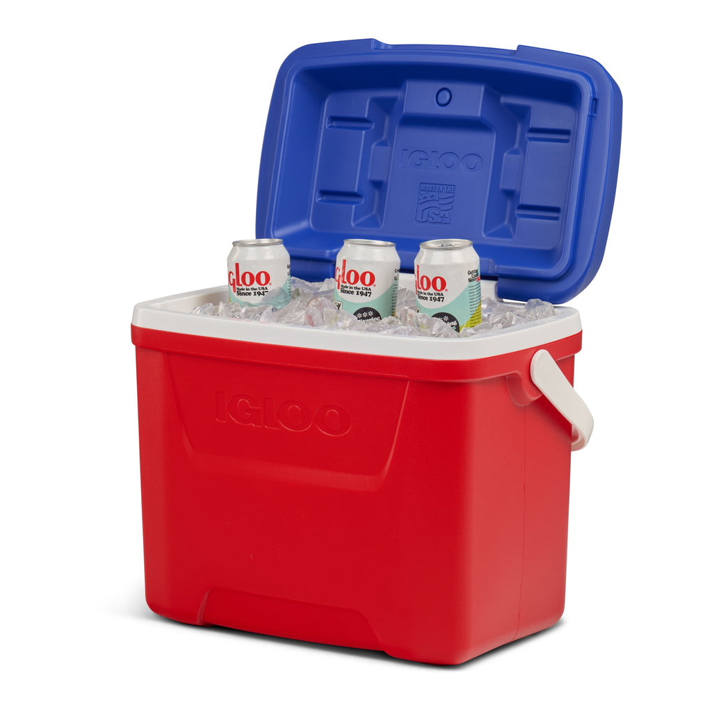 28 QT Laguna Hard-Sided Ice Chest Cooler, Aqua Blue and White