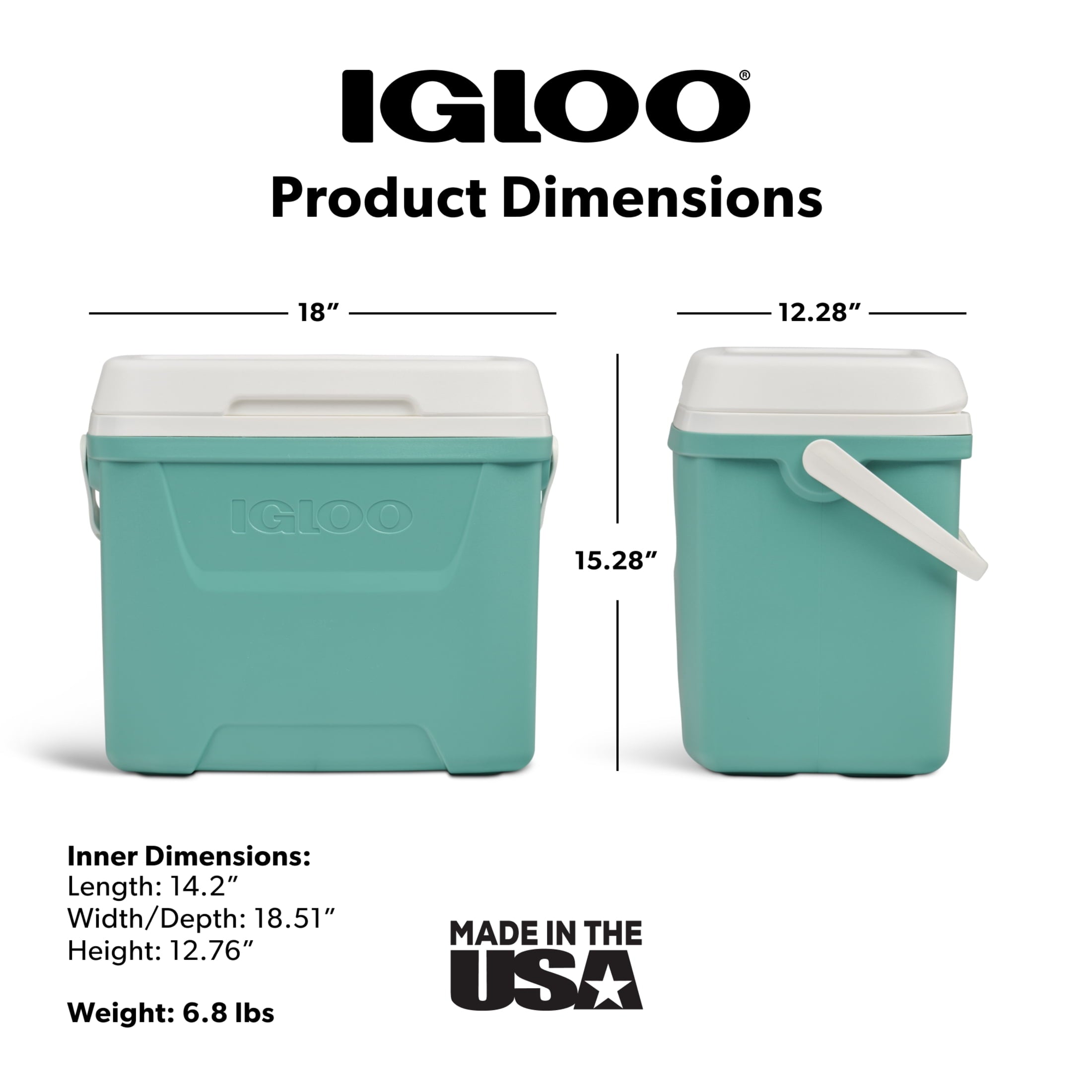 28 QT Laguna Hard-Sided Ice Chest Cooler, Aqua Blue and White