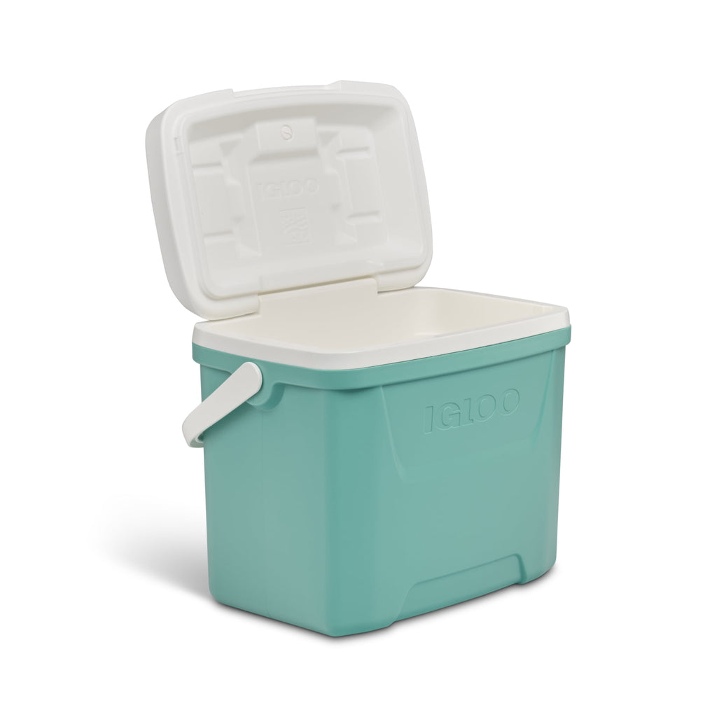 28 QT Laguna Hard-Sided Ice Chest Cooler, Aqua Blue and White